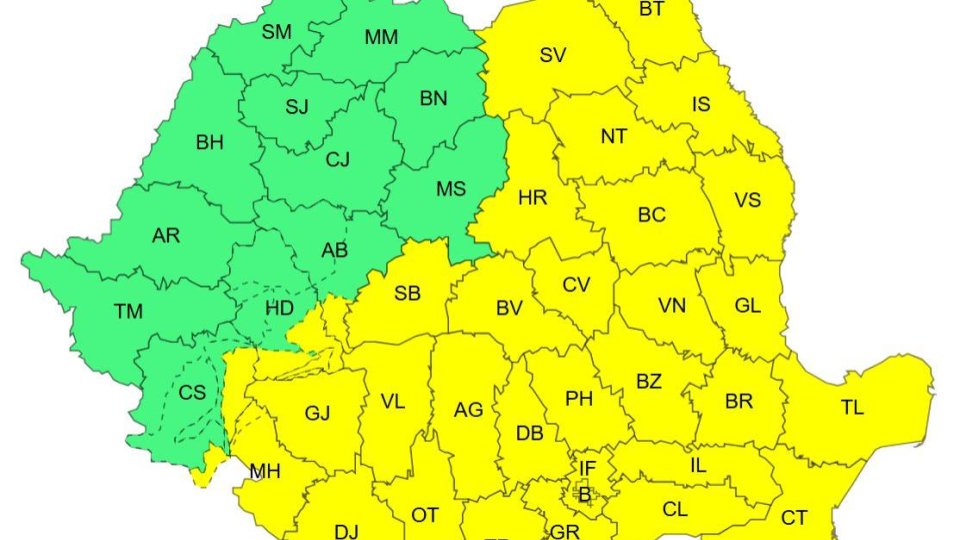COD GALBEN de ploi și vânt, până sâmbătă seara