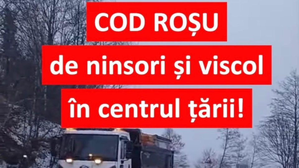 Cod roșu de vânt și viscol în Brașov și cod portocaliu în restul județului